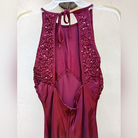 Blondie & Me Evening Ball Gown Deep Cherry Red sequin by Linda Bernell Size 11 J - Picture 5 of 9